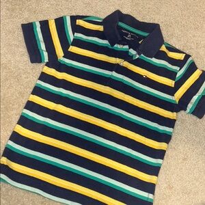 Tommy Hilfiger Navy Polo with Yellow & Teal Stripes